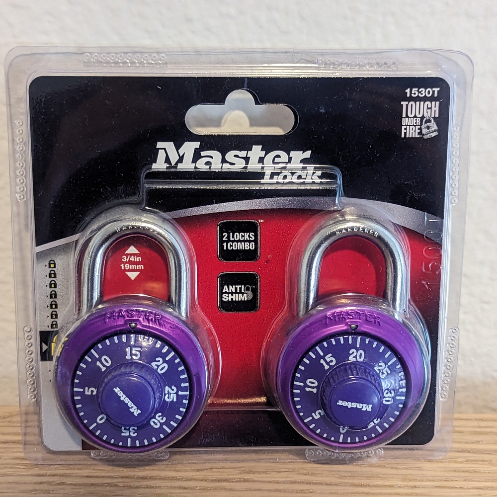 Master Lock Purple And Blue Combination Padlocks (2 Sets Of 2)